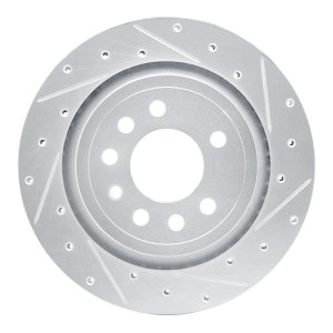 Saab 9-3 Brake Rotor (1) - Rear Right - R1 Concepts - Drilled & Slotted - Silver - `08-`11